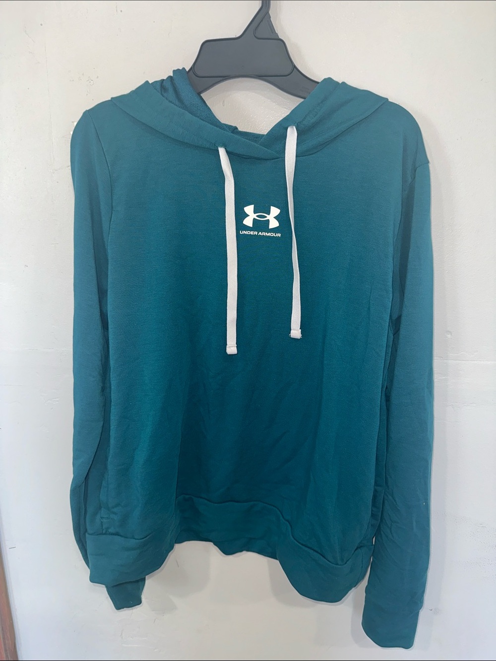 Under Armour Teal Pullover Hoodie with White Drawstrings